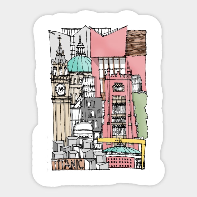 Belfast UK Sticker by MARKDONNELLYILLUSTRATION